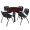 Kee Kee Round Table & Chair Set, Wood, Metal, Plastic Top, Mahogany TB42RNDMHBPBK47BK - alternate 1